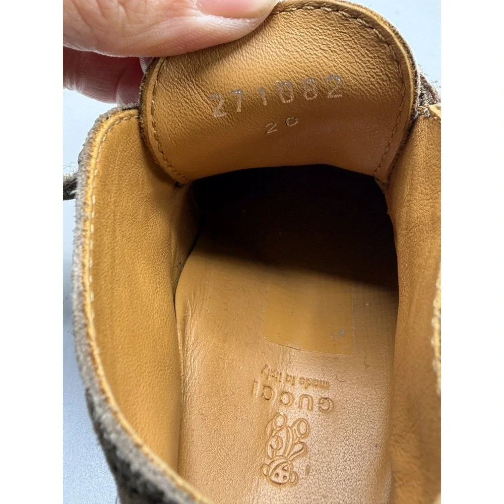 Gucci GG Monogram Suede Brown 271082 Toddler Size EU 20 -US 4.5C/5C